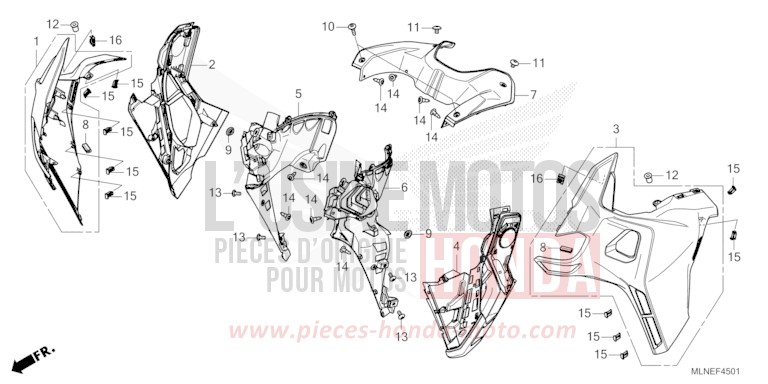 CARENAGE MILIEU (2) de Africa Twin MAT IRIDIUM GRAY METALLIC (NHC64) 2025